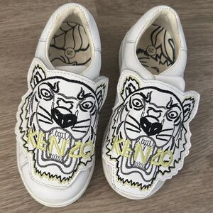 Kenzo Kids White Sneakers with Tiger Design